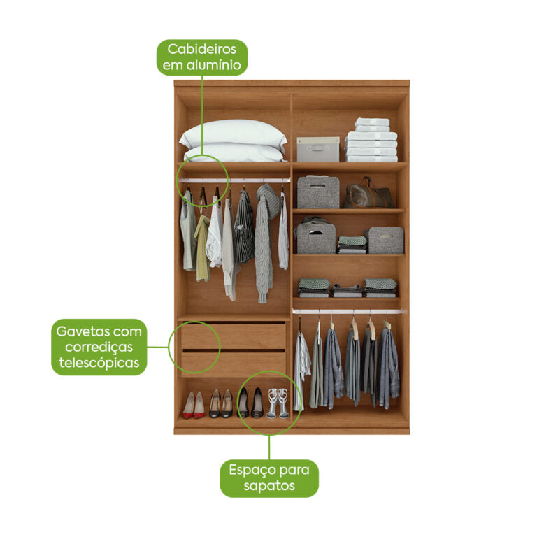 GUARDA-ROUPA 4 PORTAS ALONZO 1,54 M