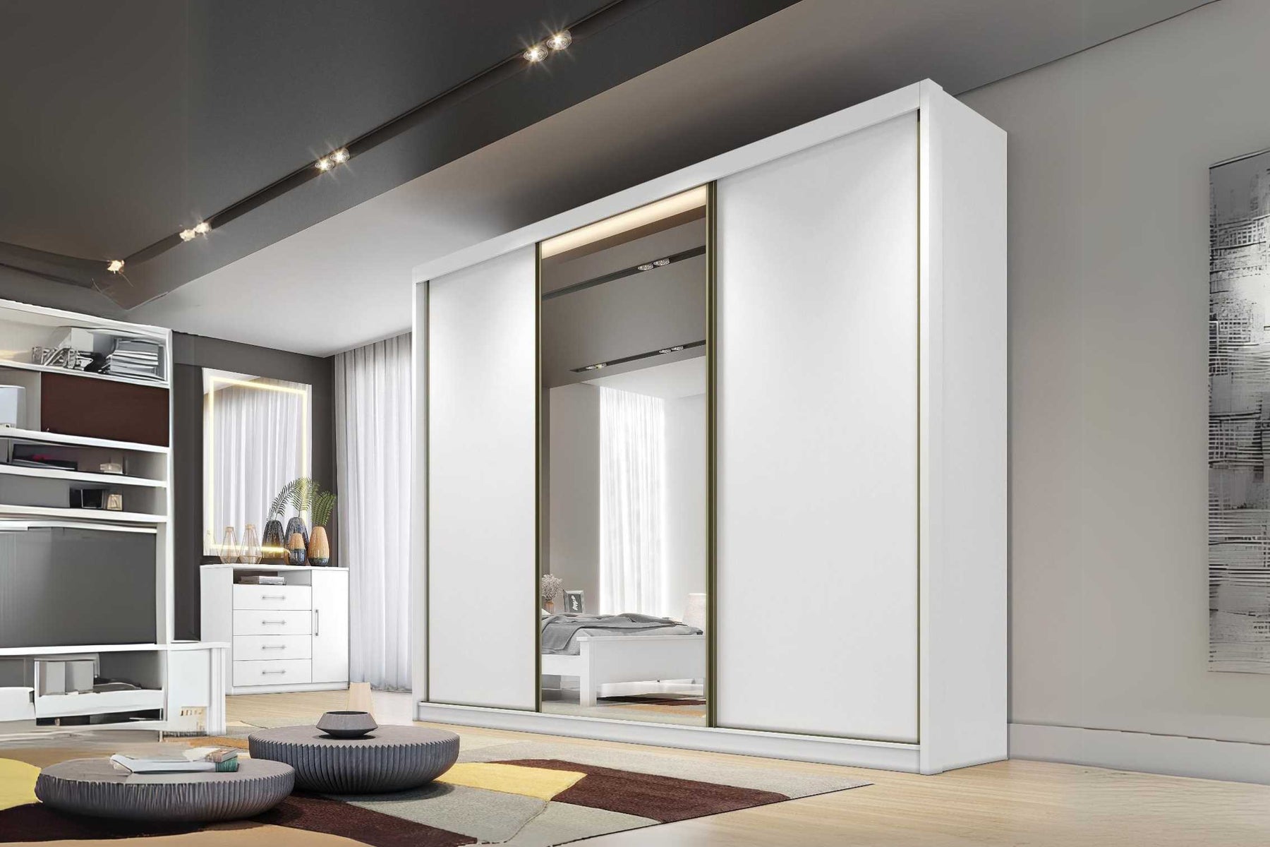 GUARDA ROUPA DIAMOND PLUS 3PTS 8GV C/1ESP PELIC 100% MDF - NOVO HORIZONTE