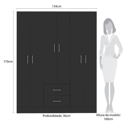 GUARDA-ROUPA 6 PORTAS JAMAICA 6002 1,34 – FELLICCI