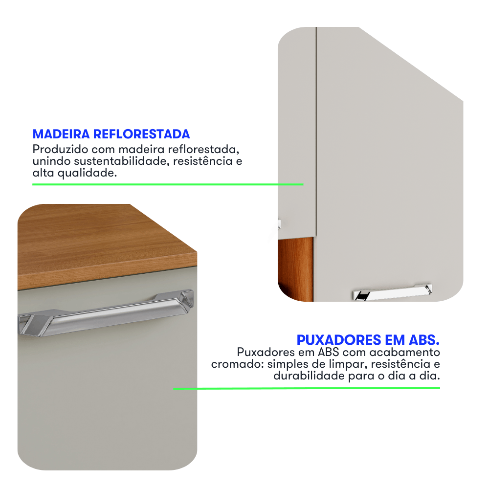 ARMÁRIO AÉREO DE COZINHA ITATIAIA 120CM EM MADEIRA CINAMOMO/GRAFITE VEGAS