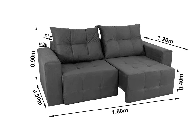 SOFÁ RETRÁTIL HAVAI 1,80 M VELUDINHO