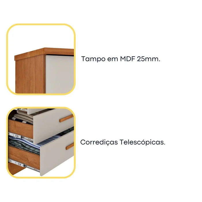 Cômoda Ripada Barcelona com Sapateira 4 Gavetas e 1 Porta – Tcil Móveis