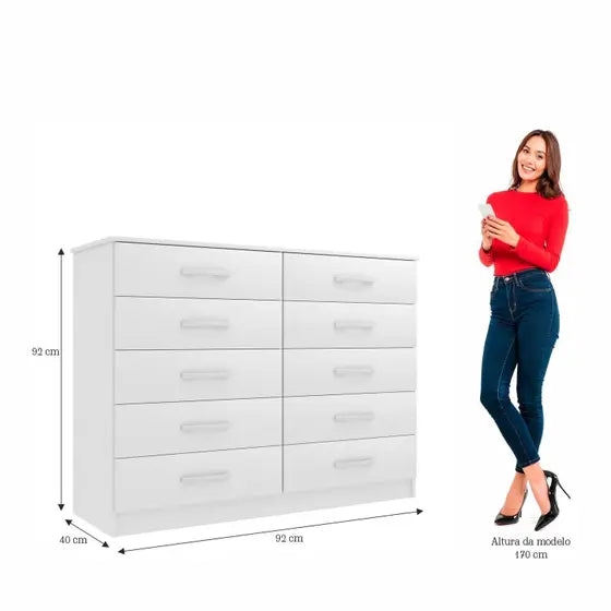 CÔMODA MARBELA 0.92 CM – 10 GAVETAS -EVIDÊNCIA MÓVEIS