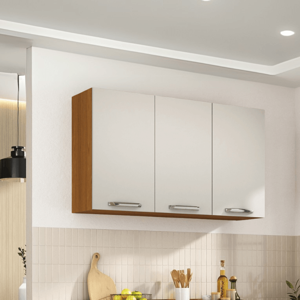 ARMÁRIO AÉREO DE COZINHA ITATIAIA 120CM EM MADEIRA CINAMOMO/GRAFITE VEGAS