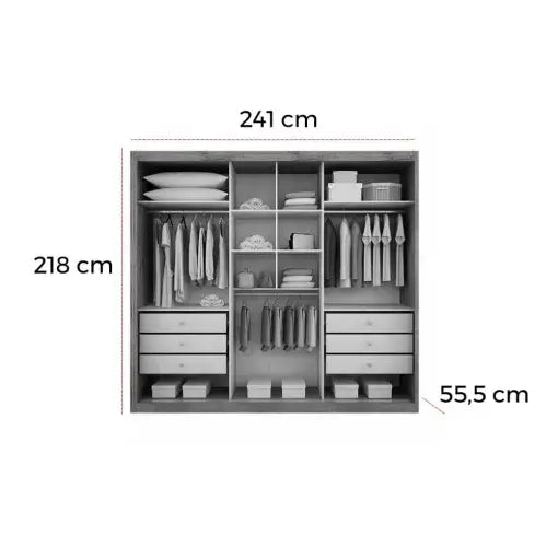 GUARDA ROUPA PARADIZZO CASAL COM ESPELHO 3 PORTAS 6 GAVETAS NOVO HORIZONTE