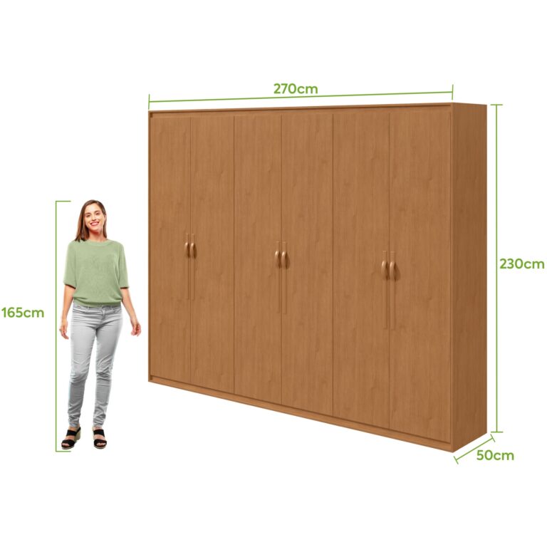 GUARDA-ROUPA 6 PORTAS SUAVITÁ 2,70 M AMÊNDOA CLEAN – LOPAS