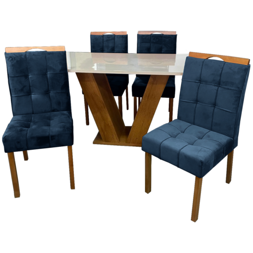 Mesa Classic 120 Cinamomo Off White Com 4 Cadeiras Sophia – Cel Móveis + Wm Decor