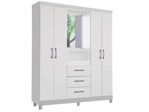 GUARDA-ROUPA CAPELINHA LYON 4 PORTAS COM ESPELHO