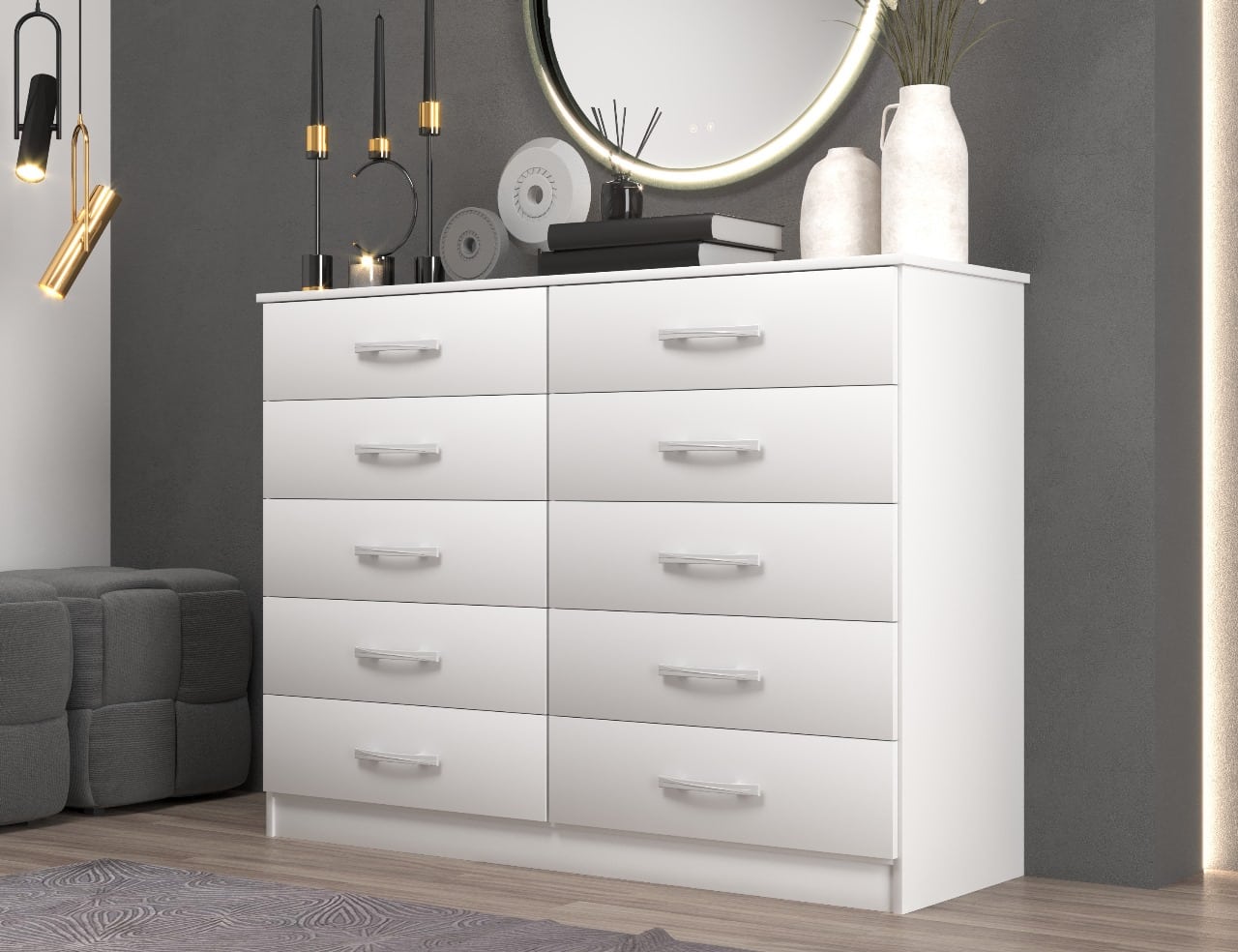 CÔMODA MARBELA 0.92 CM – 10 GAVETAS -EVIDÊNCIA MÓVEIS