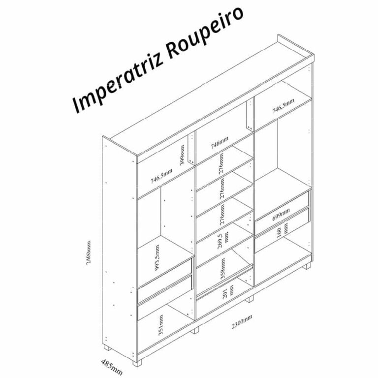 GUARDA-ROUPA IMPERATRIZ 2,30 M 6 PORTAS / 2 REFLECTA – GELIUS