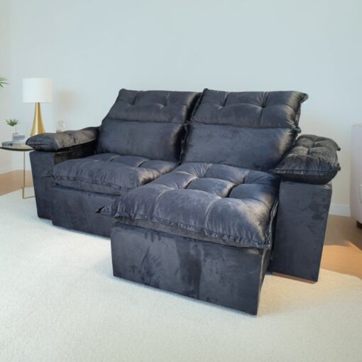 SOFÁ RETRÁTIL E RECLINÁVEL IMPERIAL 2,00 M VELUDO – IMPERIAL DECOR
