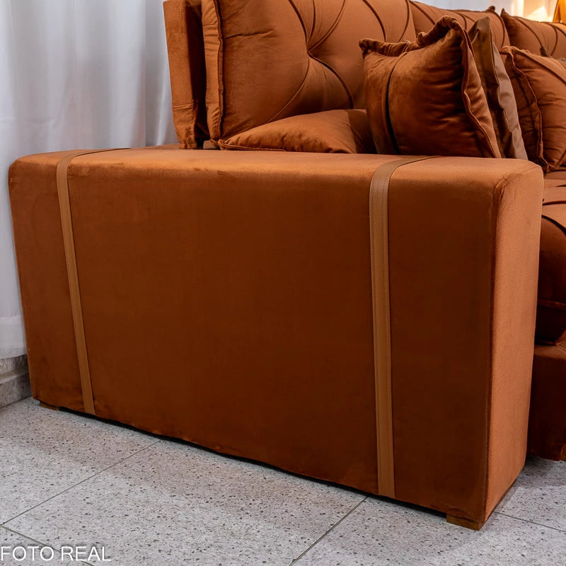 SOFÁ RETRÁTIL RECLINÁVEL GRAN BELLO 3.20M VELUDO - MOLAS ENSACADAS