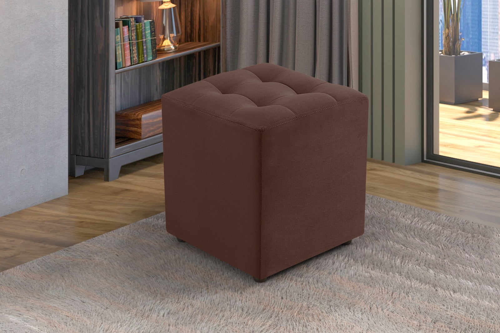 PUFF DECORATIVO QUADRADO VELUDO - IDEALLE