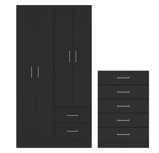 GUARDA-ROUPA 4 PORTAS PANAMÁ 4002 + CÔMODA 5 GAVETAS ARUBA – FELLICCI
