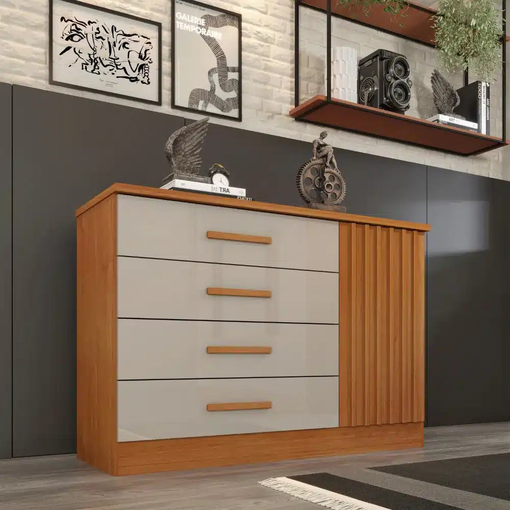 Cômoda Ripada Barcelona com Sapateira 4 Gavetas e 1 Porta – Tcil Móveis