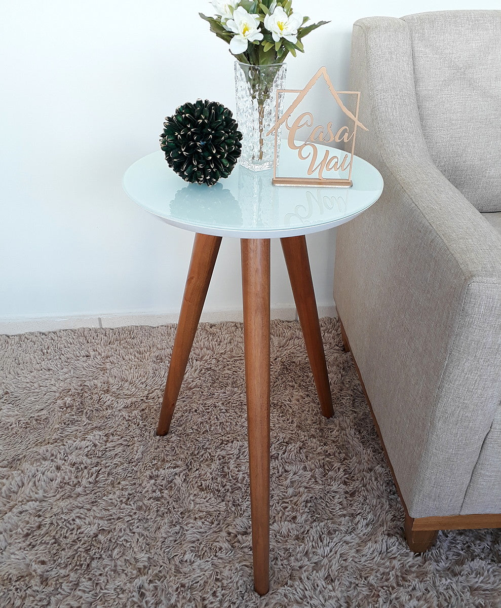 MESA APOIO 0,60CM CANTO - C/VIDRO - LUKA DECOR