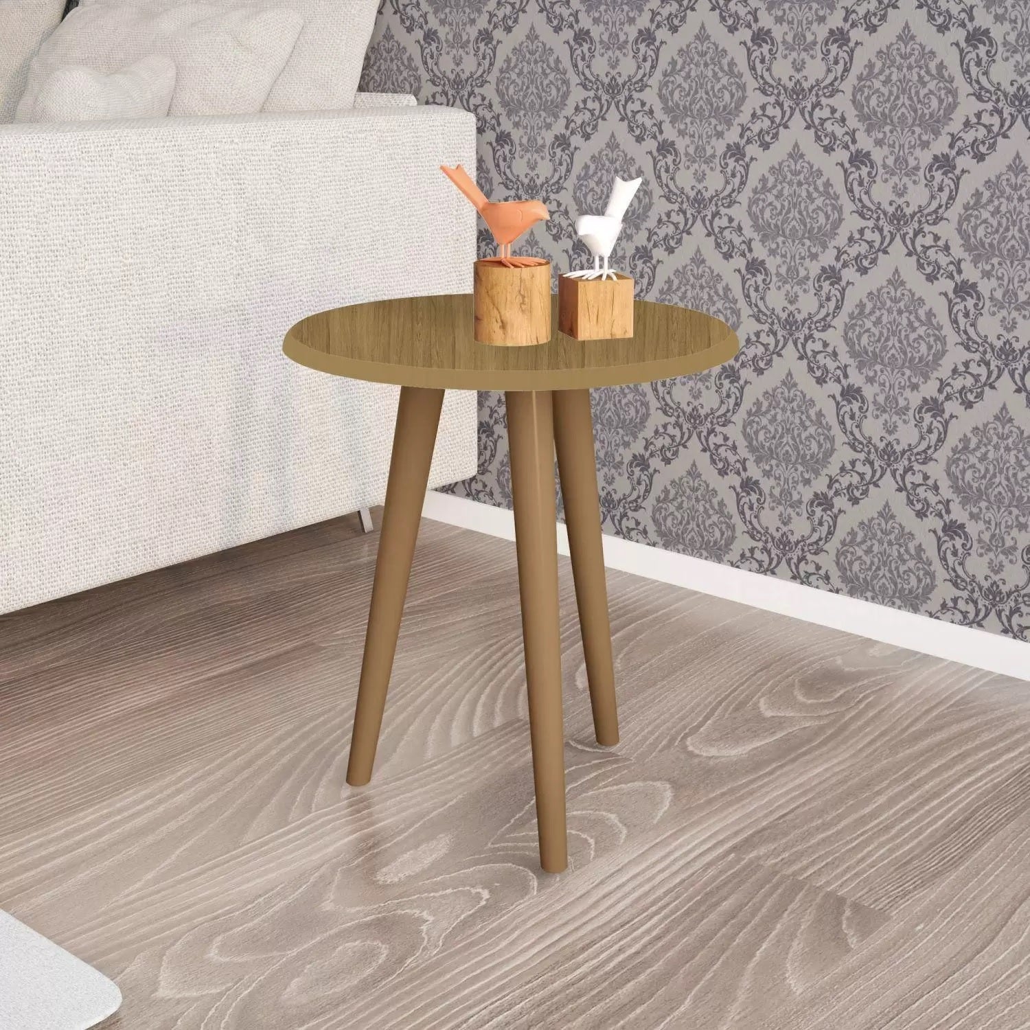 MESA APOIO 0,70CM LATERAL - TAMPO PRETO C/VIDRO - LUKA DECOR