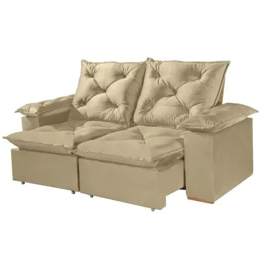 SOFÁ PORTO MADERO 3 LUGARES RETRÁTIL E RECLINÁVEL 200CM TECIDO VELUDO IMPERIAL DECOR