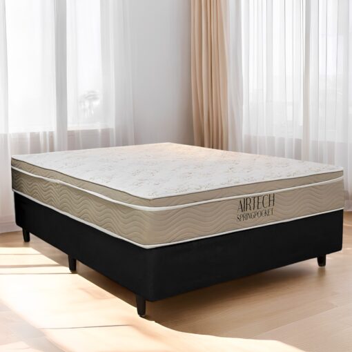 COLCHÃO CASAL AIRTECH SPRINGPOCKET ORTOBOM + BASE BOX SIMPLES CORINO