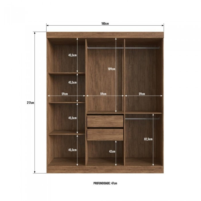GUARDA-ROUPA 6 PORTAS REFLECTA SAN DIEGO 26900 1,80 M – DORIPEL