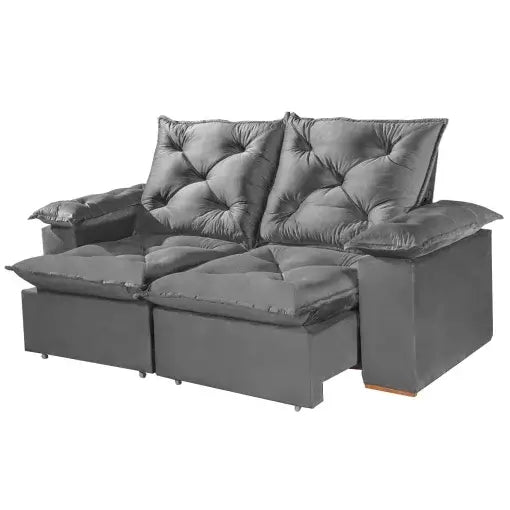 SOFÁ PORTO MADERO 3 LUGARES RETRÁTIL E RECLINÁVEL 200CM TECIDO VELUDO IMPERIAL DECOR