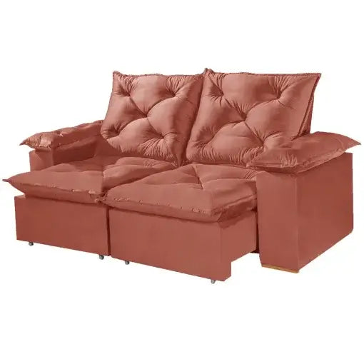 SOFÁ PORTO MADERO 3 LUGARES RETRÁTIL E RECLINÁVEL 200CM TECIDO VELUDO IMPERIAL DECOR