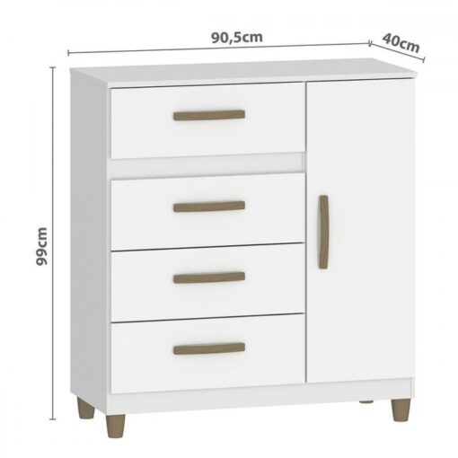 CÔMODA 4 GAVETAS COM SAPATEIRA LEME