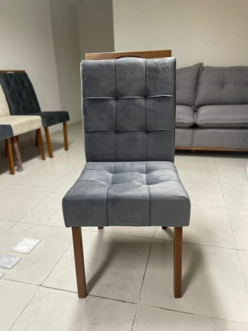 MESA ISIS 1,80m FREIJÓ COM 6 CADEIRAS SOPHIA VELUDO – LEIFER + WM DECOR