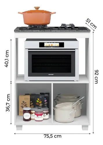 BALCÃO DE COZINHA COOKTOP 5 BOCAS E NICHO PARA FORNO SLIM