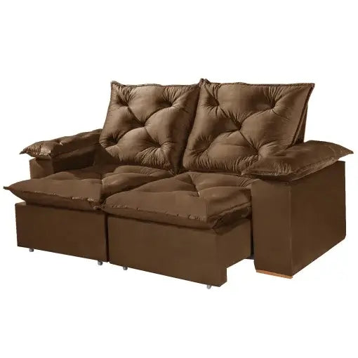 SOFÁ PORTO MADERO 3 LUGARES RETRÁTIL E RECLINÁVEL 200CM TECIDO VELUDO IMPERIAL DECOR