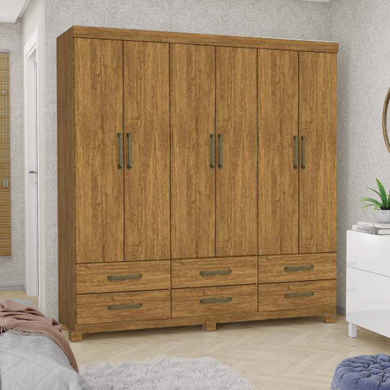 GUARDA-ROUPA 6 PORTAS (SEM ESPELHO/SEM PÉS) DALLAS 1,53 – CARIOCA MÓVEIS