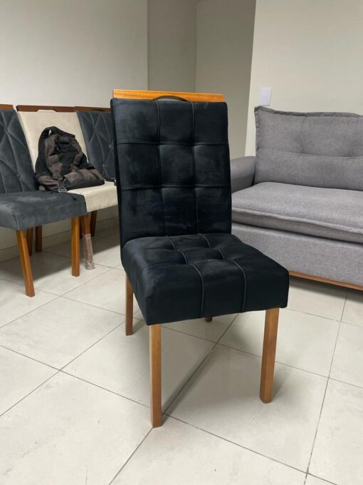 MESA ISIS 1,80m FREIJÓ COM 6 CADEIRAS SOPHIA VELUDO – LEIFER + WM DECOR