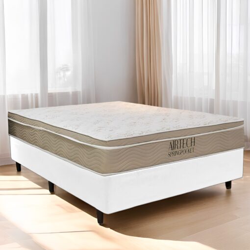 COLCHÃO CASAL AIRTECH SPRINGPOCKET ORTOBOM + BASE BOX SIMPLES CORINO