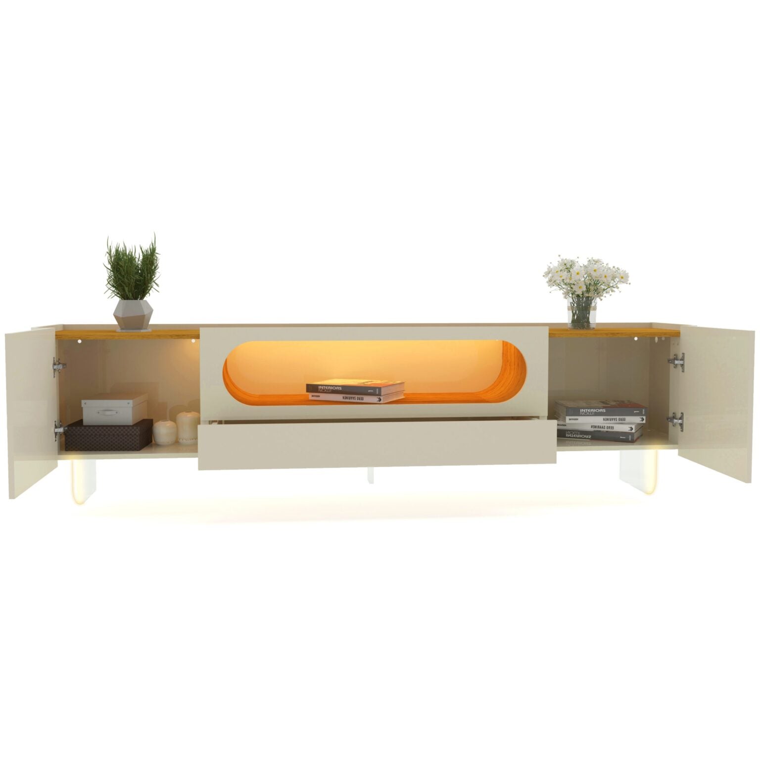 Painel Nobre 230 + Rack Nobre 210 (Pés De Vidro) – Gelius