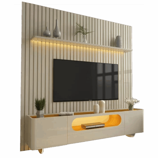 Painel Nobre 230 + Rack Nobre 210 (Pés De Vidro) – Gelius