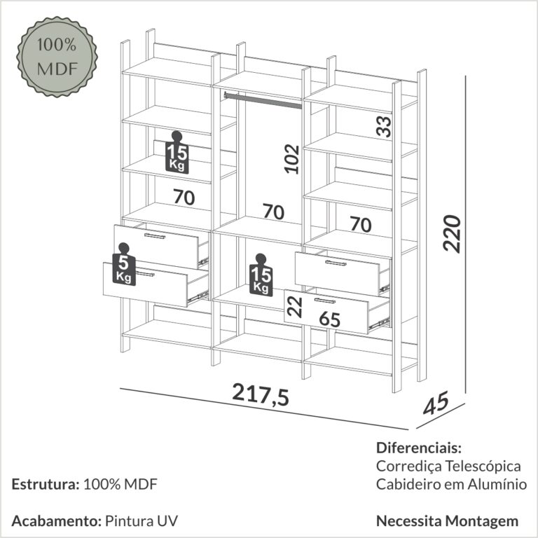 CLOSET 3 TORRES TW404 2,175 – DALLA COSTA