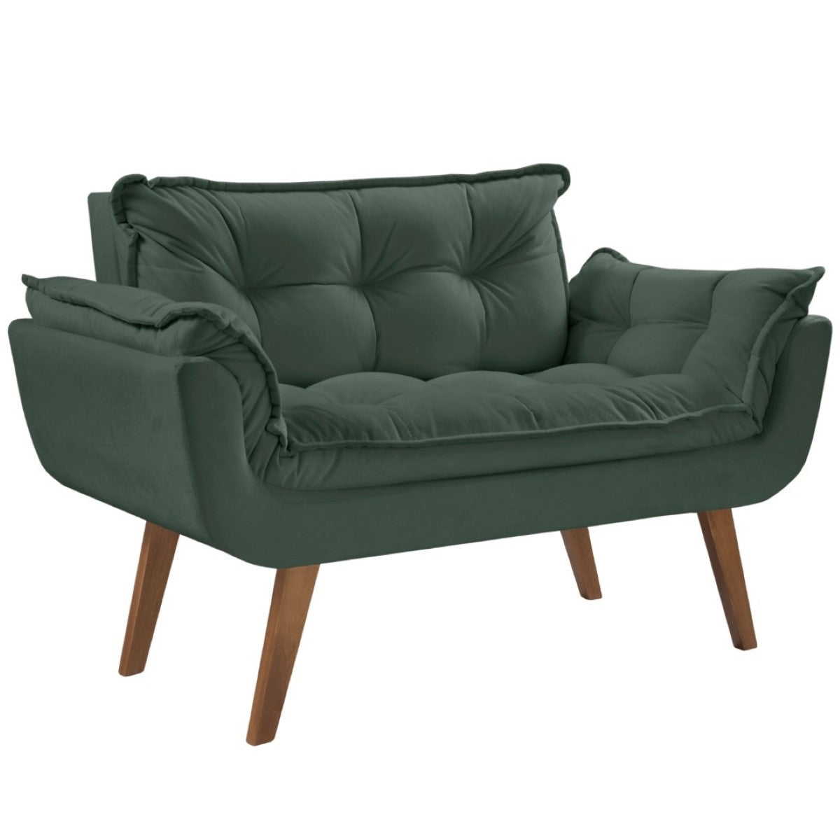 POLTRONA NAMORADEIRA OPALLA 2 LUGARES PÉ PALITO TECIDO SUEDE