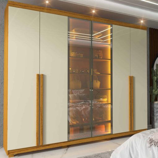 GUARDA-ROUPA IMPERATRIZ 2,30 M 6 PORTAS / 2 REFLECTA – GELIUS