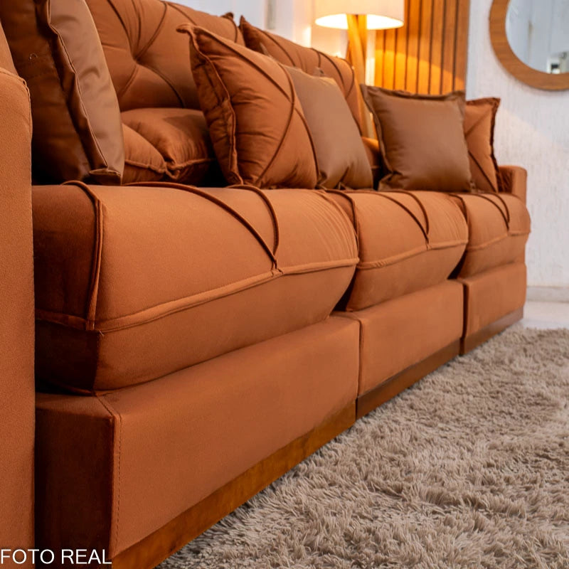 SOFÁ RETRÁTIL RECLINÁVEL GRAN BELLO 3.20M VELUDO - MOLAS ENSACADAS