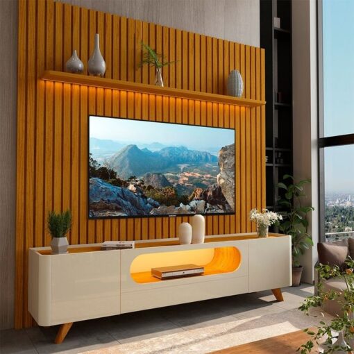 Painel Nobre 230 + Rack Nobre 210 (Pés De Vidro) – Gelius