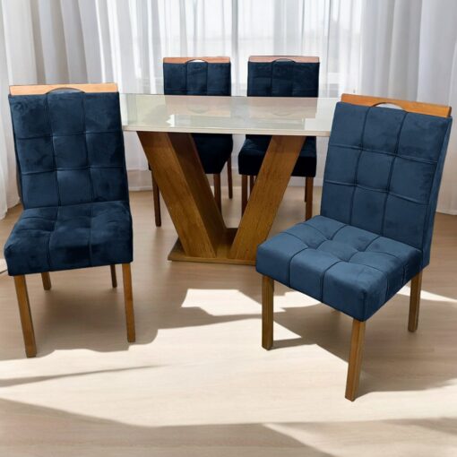 Mesa Classic 120 Cinamomo Off White Com 4 Cadeiras Sophia – Cel Móveis + Wm Decor