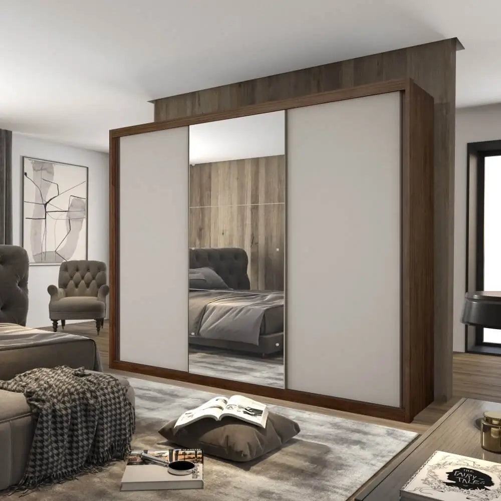 GUARDA ROUPA PARADIZZO CASAL COM ESPELHO 3 PORTAS 6 GAVETAS NOVO HORIZONTE