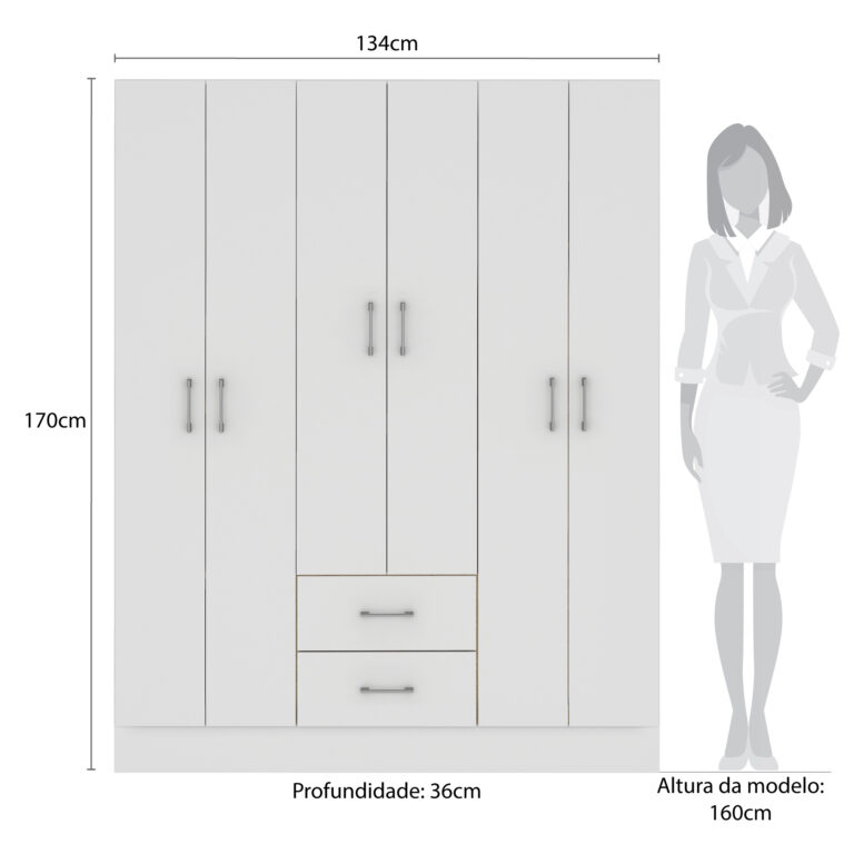 GUARDA-ROUPA 6 PORTAS JAMAICA 6002 1,34 – FELLICCI