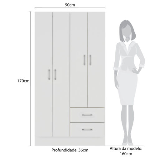 GUARDA-ROUPA 4 PORTAS PANAMÁ 4002 0,90M - FELLICCI