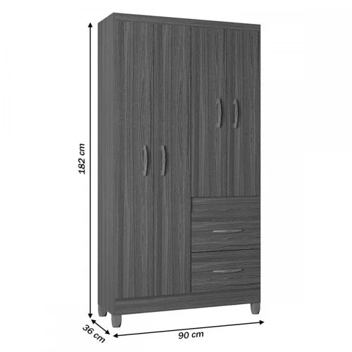 GUARDA-ROUPA 4 PORTAS MILÃO 0,91 – POQUEMA