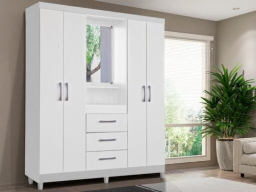 GUARDA-ROUPA CAPELINHA LYON 4 PORTAS COM ESPELHO