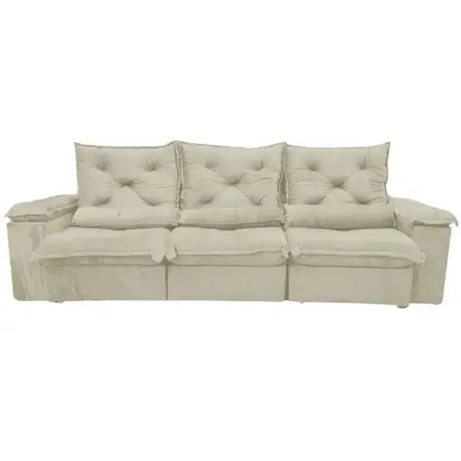 Sofá Retrátil E Reclinável 270cm 5 Lugares Porto Madero 3 Módulos E Tecido Veludo