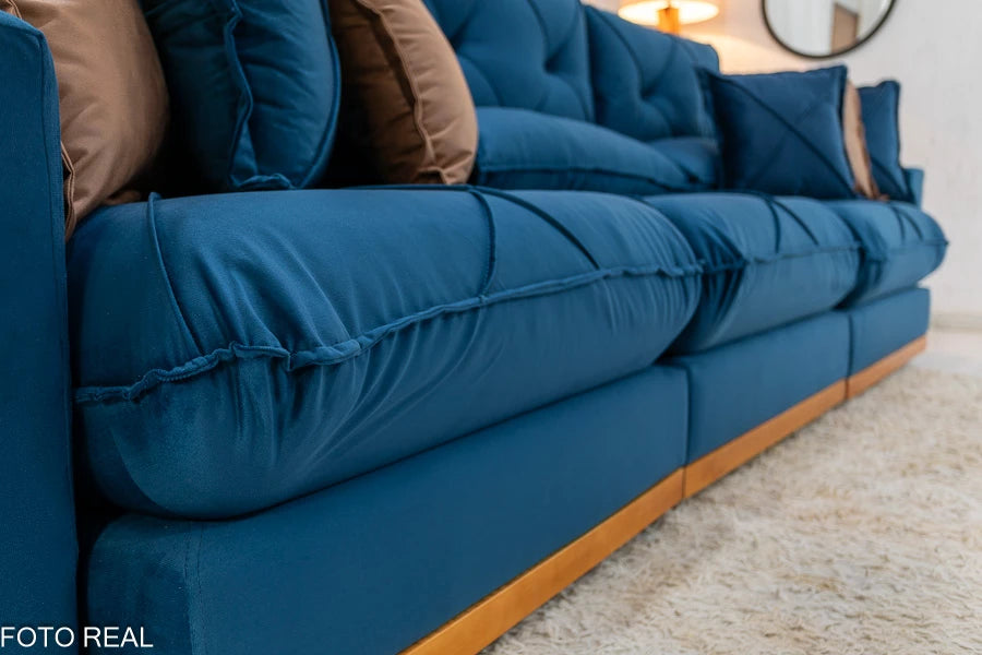 SOFÁ RETRÁTIL RECLINÁVEL GRAN BELLO 3.20M VELUDO - MOLAS ENSACADAS