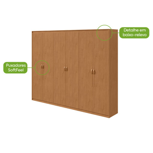 GUARDA-ROUPA 6 PORTAS SUAVITÁ 2,70 M AMÊNDOA CLEAN – LOPAS