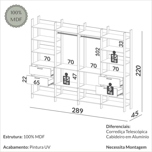 CLOSET 4 TORRES TW406 2,89 – DALLA COSTA